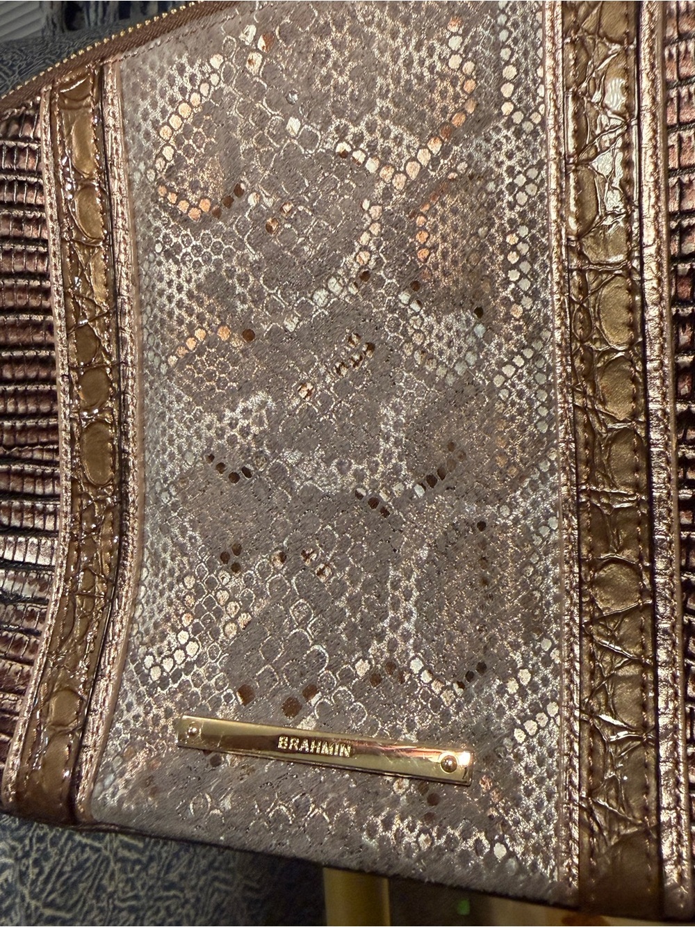 Brahmin Metallic Rose Brown Crossbody Bag with Tassel - Picture 3 of 8